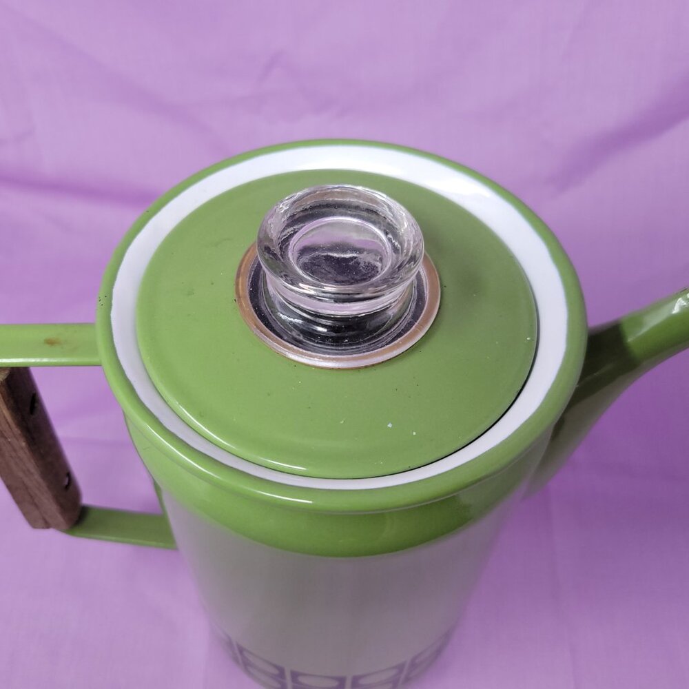 MCM Vintage Green Enamel Coffee Percolator - Picture 3 of 5